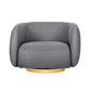 Eros 35 Inch Swivel Accent Chair, Plush Gray Fabric Upholstery, Gold Base By Casagear Home