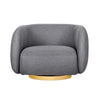 Eros 35 Inch Swivel Accent Chair, Plush Gray Fabric Upholstery, Gold Base By Casagear Home