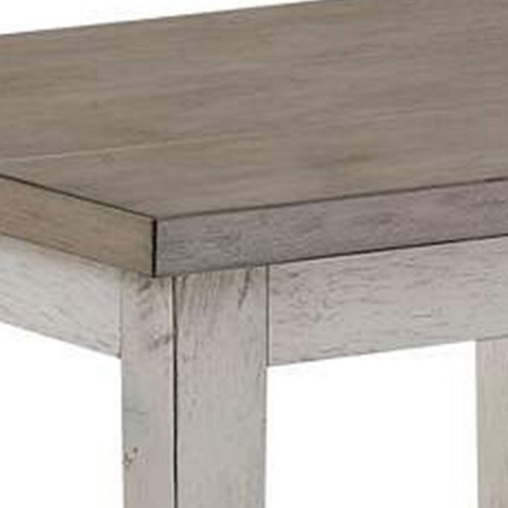 Eleni 24 Inch Side Table, Square Bottom Shelf, Antique White and Gray Wood By Casagear Home