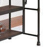 59 Inch Bar Table with Hanging Rack, Sand Black Metal, Natural Brown Wood By Casagear Home