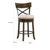 Vesper 27 Inch Swivel Counter Stool Chair Set of 2, Beige Seat, Brown Wood By Casagear Home