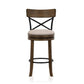 Vesper 31 Inch Swivel Barstool Chair Set of 2, Beige Seat, Brown Wood Frame By Casagear Home