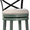 Vesper 27 Inch Swivel Counter Stool Chair Set of 2, Beige Seat, Green Wood By Casagear Home