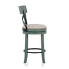 Vesper 31 Inch Swivel Barstool Chair Set of 2, Beige Seat, Green Wood Frame By Casagear Home