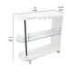 Zaina 42 Inch Modern Bar Table, 3 Shelves, Tempered Glass, White, Chrome By Casagear Home