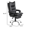 Elin 46 Inch Office Chair Recliner, Footrest, Black Faux Leather, Wheels By Casagear Home