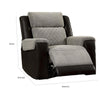 Sten 39 Inch Power Recliner Chair, USB, Gray Fabric, Black Faux Leather By Casagear Home