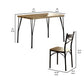 Leba 5 Piece Dining Table Set, 4 Chairs, Brown Wood Seat, Bronze Metal Legs By Casagear Home