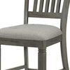 26 Inch Counter Height Chair Set of 2, Slat Back, Gray Wood, Fabric Seat By Casagear Home
