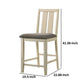 26 Inch Counter Height Chair Set of 2, Slat Back, Gray Seat, White Wood By Casagear Home