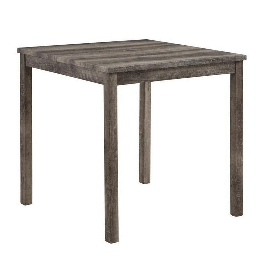 5 Piece Counter Height Table Set with 4 Stools, Beige Fabric, Gray Wood By Casagear Home