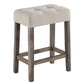 5 Piece Counter Height Table Set with 4 Stools, Beige Fabric, Gray Wood By Casagear Home