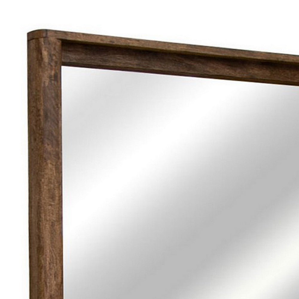 Olum 38 x 38 Dresser Mirror, Square Shape, Mango Wood, Natural Brown Finish By Casagear Home