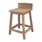 Umey 24 Inch Counter Stool Set of 2, Square Seat, Low Backrest, Brown Wood By Casagear Home