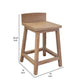 Umey 24 Inch Counter Stool Set of 2, Square Seat, Low Backrest, Brown Wood By Casagear Home