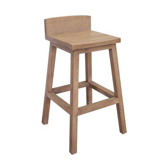 Umey 30 Inch Barstool Set of 2, Square Seat, Low Backrest, Brown Wood By Casagear Home