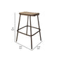 Umey 24 Inch Counter Stool, Footrest, Metal Frame, Solid Brown Mango Wood By Casagear Home