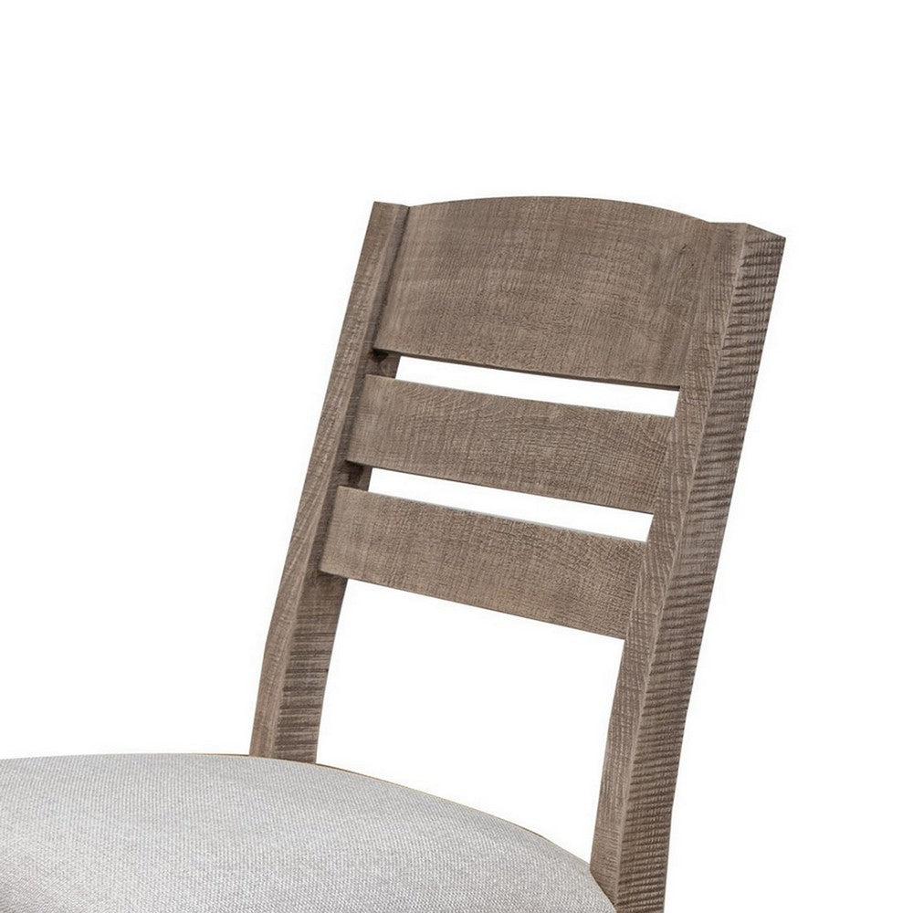 Nite 20 Inch Dining Chair Set of 2, Fabric Seat, Solid Wood, Taupe Brown By Casagear Home