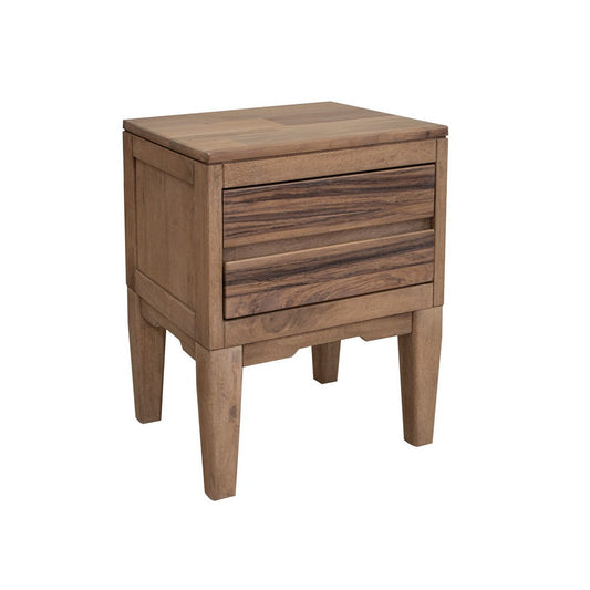 Neuv 27 Inch Nightstand, 2 Drawers, Solid Mango Wood Frame, Natural Brown By Casagear Home