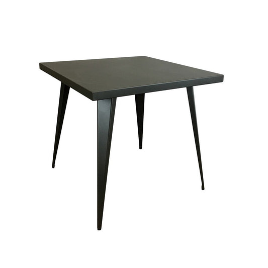Oran 32 Inch Dining Table, Square Metal Top, Tapered Legs, Gray Finish By Casagear Home