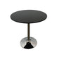 Mari 36 Inch Dining Table, Smooth Black Round Top and Stainless Steel Base By Casagear Home
