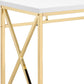 Gracie 47 Inch Desk, White Rectangular Top, Metal Legs in Gold Finish By Casagear Home