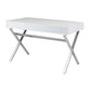 Gracie 47 Inch Desk, White Rectangular Top, 2 Drawers, Chrome Metal Legs By Casagear Home