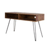 48 Inch Writing Desk, Industrial Style, 2 Brown Wood Shelves, Metal Legs By Casagear Home