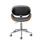 Kio 18-22 Inch Swivel Office Chair, Adjustable, Wood and Black Faux Leather By Casagear Home