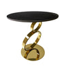 Tiyo 22 Inch Accent End Table, Round Sintered Stone Top, Black, Gold Steel By Casagear Home