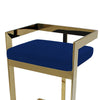 Pio 30 Inch Barstool Chair, Blue Velvet Padded Seat, Gold Metal Finish By Casagear Home