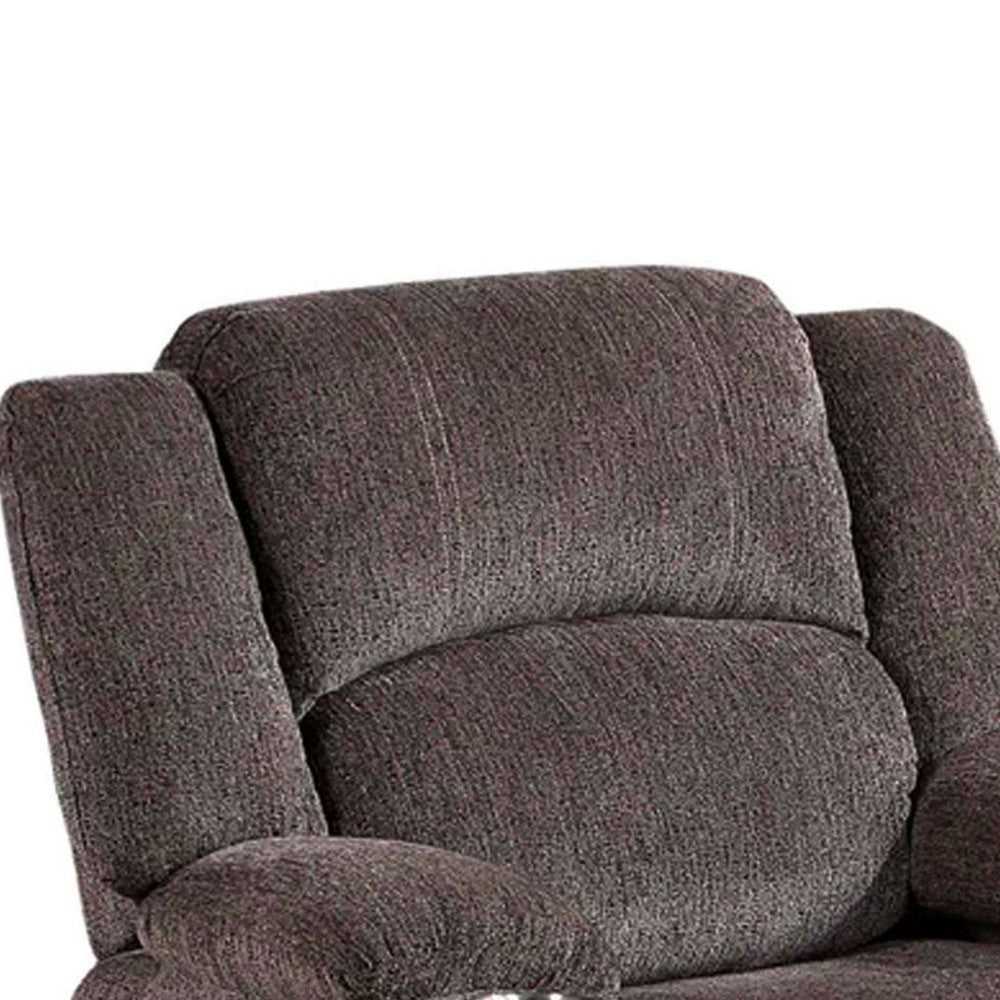 Finlo 40 Inch Power Recliner Chair, USB Port, Plush Brown Chenille Fabric By Casagear Home