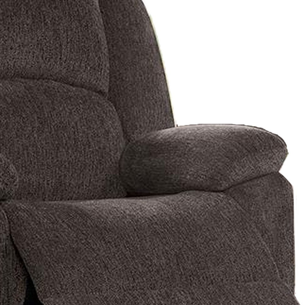 Cerys 40 Inch Power Recliner Chair, USB, Soft Dark Brown Chenille Fabric By Casagear Home