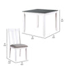 Helio 5 Piece Dining Table and Chairs Set, White Wood, Gray Fabric Seats By Casagear Home