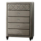 Seth 50 Inch Tall Dresser Chest, 5 Drawers, Solid Wood, Gray Faux Leather By Casagear Home