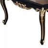 Trix 48 Inch Coffee Table, Faux Stone, Carved Scrollwork, Black and Gold By Casagear Home