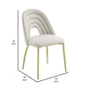 Inch 25 Inch Side Dining Chair Set of 2, White Teddy Sherpa, Gold Legs By Casagear Home