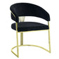Verie 22 Inch Side Dining Chair Set of 2, Gold Base, Padded Black Velvet By Casagear Home