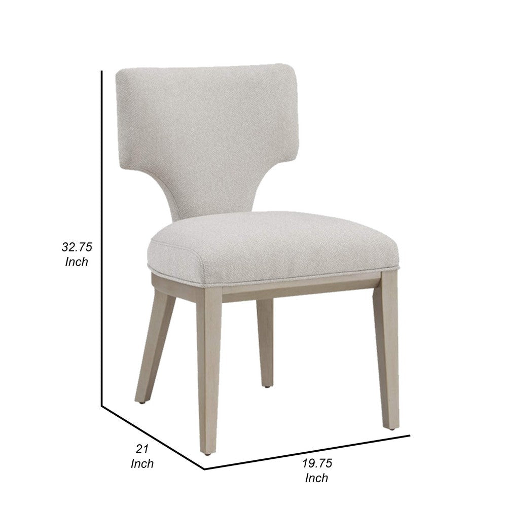 Kyna 21 Inch Side Dining Chair Set of 2, Curved Backrest, Champagne Linen By Casagear Home