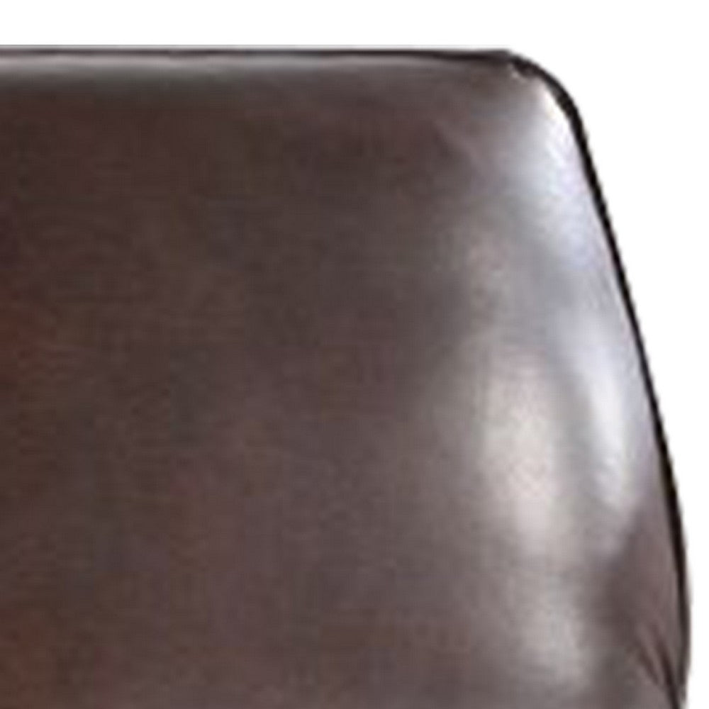 Enice 40 Inch Accent Chair with Footrest, Nailhead Trim, Dark Brown Leather By Casagear Home