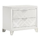Kyla 31 Inch Nightstand, 2 Drawers, Mirror Trim, Clear Legs, White Wood By Casagear Home