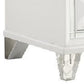 Kyla 31 Inch Nightstand, 2 Drawers, Mirror Trim, Clear Legs, White Wood By Casagear Home