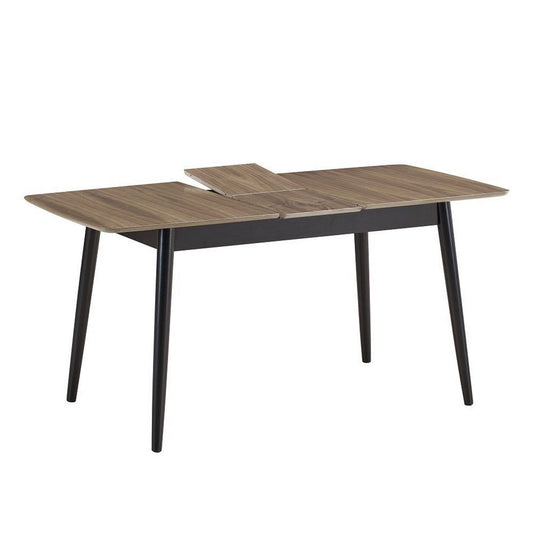 Anae 51-63 Inch Dining Table, Butterfly Leaf, Brown Wood Top, Black Legs By Casagear Home