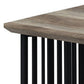 Nori 47 Inch Coffee Table, Distressed Brown Top, Black Metal Slatted Base By Casagear Home
