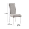 Joyce 26 Inch Side Dining Chair Set of 2, Gray Linen Upholstery, White Wood By Casagear Home
