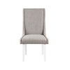 Joyce 25 Inch Side Dining Chair Set of 2, Wingback, Gray Linen, White Wood By Casagear Home