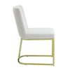24 Inch Side Dining Chair Set of 2, Soft Off White Velvet, Gold Metal Base By Casagear Home