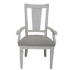 Kate 24 Inch Dining Armchair Set of 2, Light Gray Linen, White Wood Frame By Casagear Home