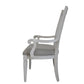 Kate 24 Inch Dining Armchair Set of 2, Light Gray Linen, White Wood Frame By Casagear Home