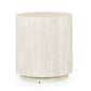Cecil 22 Inch Side End Table, Round Oak Veneer, Plinth Base, White Wash By Casagear Home